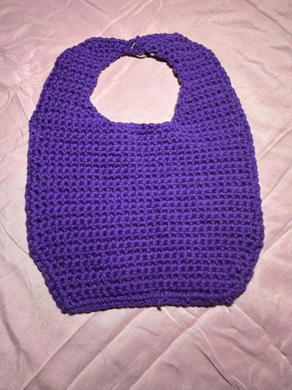 Handmade 100% Cotton Baby Bibs with Coconut Button in Purple - Set of 2
